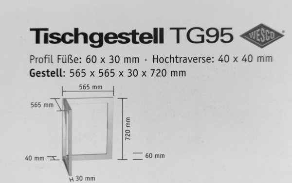 Glastisch Esszimmertisch Gestell TG95