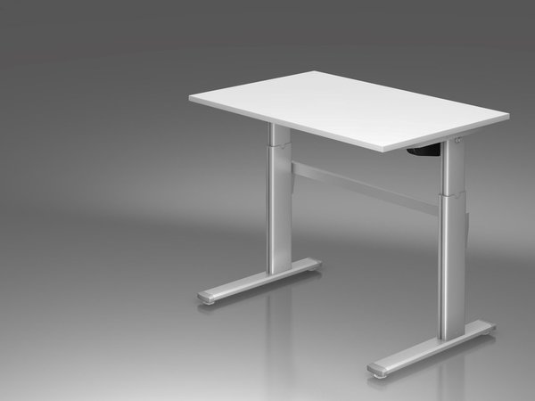 Schreibtisch 120 x 80 cm elektrisch höhenverstellbar Alu