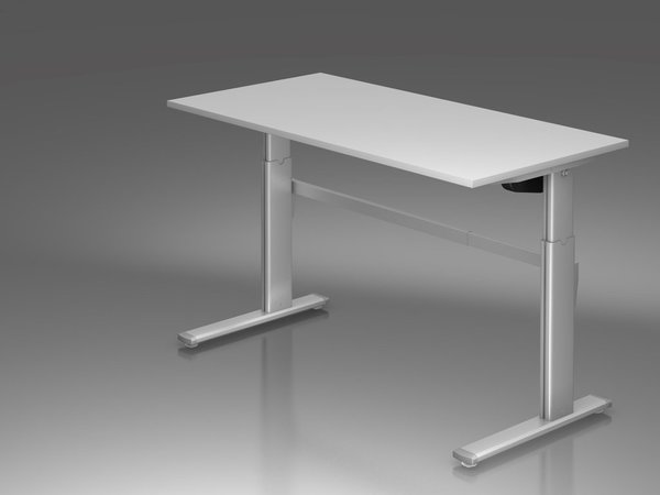 Schreibtisch 160 x 80 cm elektrisch höhenverstellbar Alu silber