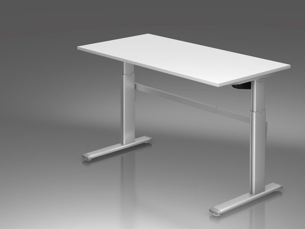 Schreibtisch 160 x 80 cm elektrisch höhenverstellbar Alu silber